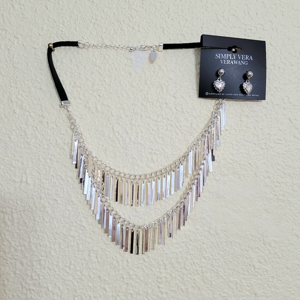 Sterling silver necklace and earrings.